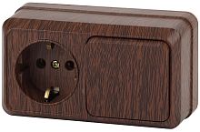 Блок накладной Эра Intro Quadro розетка 1-м.+выключатель 1-кл. венге картинка